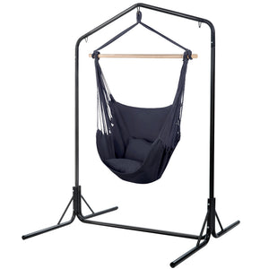Outdoor Hammock Chair | With Stand | Swing Hanging Hammock | Pillow | Grey