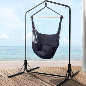 Outdoor Hammock Chair | With Stand | Swing Hanging Hammock | Pillow | Grey