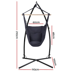 Hammock Chair | Outdoor Camping Hanging | Steel Stand | Grey