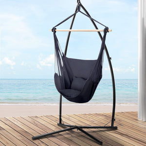 Hammock Chair | Outdoor Camping Hanging | Steel Stand | Grey