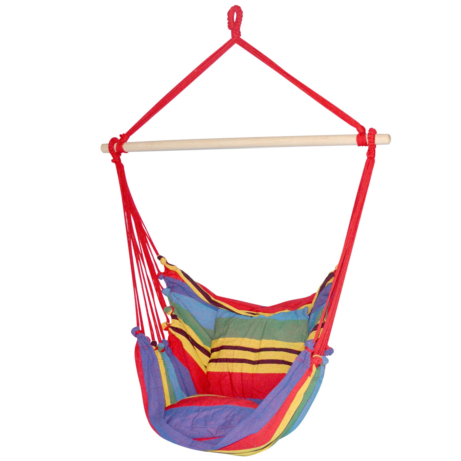 Gardeon Hammock Chair | Outdoor Camping Hanging Hammocks | Cushion Pillow | Rainbow