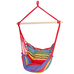 Gardeon Hammock Chair | Outdoor Camping Hanging Hammocks | Cushion Pillow | Rainbow