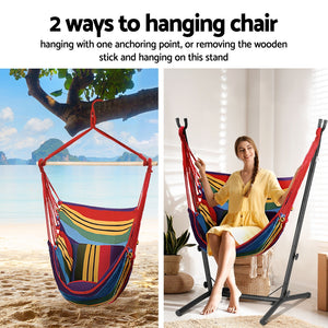 Gardeon Hammock Chair | Outdoor Camping Hanging | Stand | Rainbow
