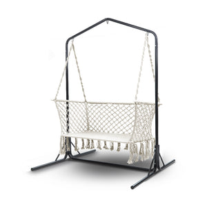 Hammock Chair | With Stand | Macrame | Outdoor Garden | 2 Seater | Cream