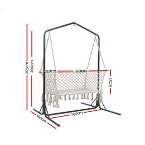 Hammock Chair | With Stand | Macrame | Outdoor Garden | 2 Seater | Cream