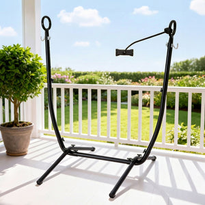 Hammock Chair Stand | Iron Frame | Phone Holder | Black