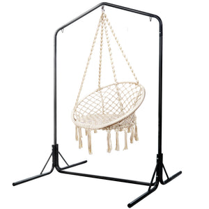 Gardeon Outdoor Hammock Chair | w/Stand | Cotton Swing Relax Hanging | 124CM | Cream