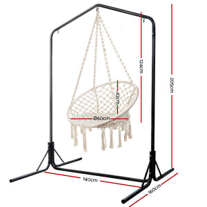 Gardeon Outdoor Hammock Chair | w/Stand | Cotton Swing Relax Hanging | 124CM | Cream