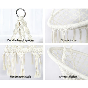 Gardeon Outdoor Hammock Chair | w/Stand | Cotton Swing Relax Hanging | 124CM | Cream