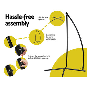 Hammock Chair | Steel Stand | Macrame | Outdoor Swinging | Cream