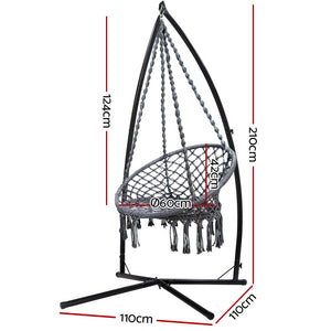 Hammock Chair | Steel Stand | Macrame | Outdoor Swinging | Grey
