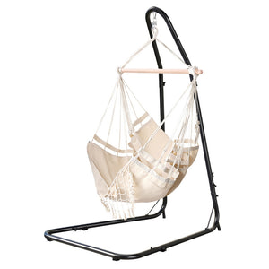 Hammock Hanging Chair | Steel Stand | Outdoor Swing Lounge Seat | Weather-Resistant Design