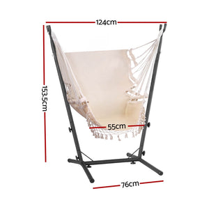 Gardeon Hammock Chair | Outdoor Camping Hanging with Stand | Cream
