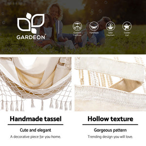 Hammock Chair | With Steel Stand | Hanging Outdoor Tassel | Cream