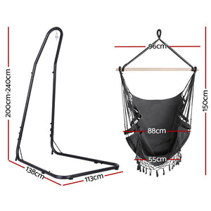 Hammock Hanging Chair | Steel Frame Stand | Outdoor Patio Swing Seat | Weather-Resistant Design