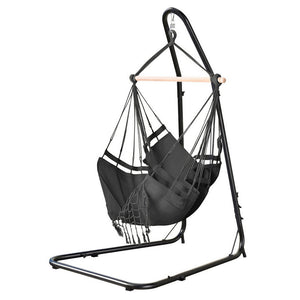 Hammock Hanging Chair | Steel Frame Stand | Outdoor Patio Swing Seat | Weather-Resistant Design