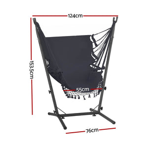 Gardeon Hammock Chair | Outdoor Camping Hanging | Stand | Grey