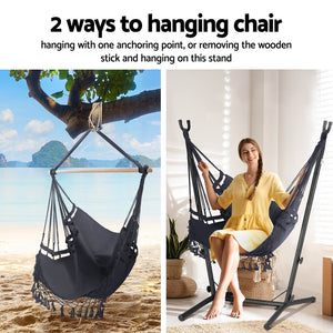 Gardeon Hammock Chair | Outdoor Camping Hanging | Stand | Grey