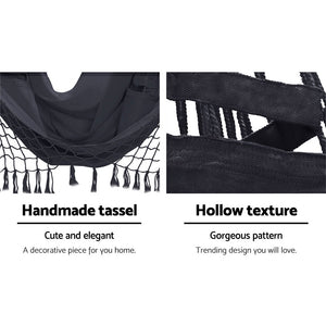 Outdoor Hammock Chair | With Stand | Tassel Hanging Rope Hammocks | Grey