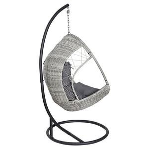 Outdoor Egg Swing Chair | Wicker Furniture | Pod Stand Armrest | Light Grey