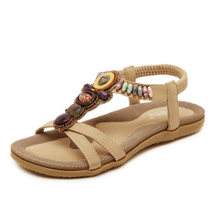 Hippie Beach Summer Sandals | Beige + Black | Sizes 5-11