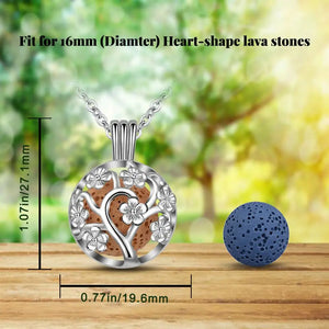 Aromatherapy Volcanic Lava Stone Necklace With Peach Blossom Design | Various Colours