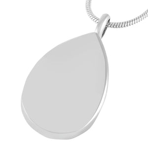 Teardrop Stainless Steel Cremation Pendant Necklace With Purple Stone
