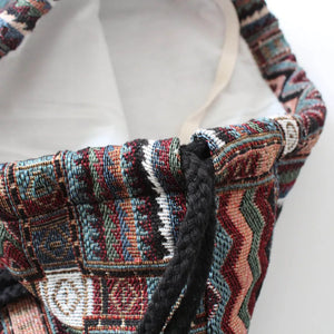 New Women's Fabric Draw String Gypsy Styled Backpack - Various Styles