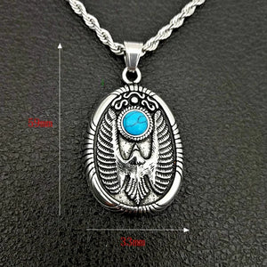 Vintage Boho Styled Egyptian Horus Eagle Necklace | Stainless Steel
