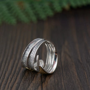 Pure 925 Sterling Silver Boho Styled Feather Ring | Adjustable