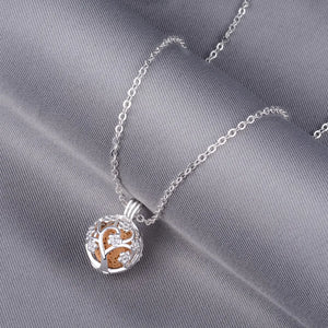 Aromatherapy Volcanic Lava Stone Necklace With Peach Blossom Design | Various Colours