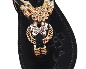 Women's Rhinestone Sandals | Soft PU Leather Flip Flops | Summer Fashion | Black & Beige | Sizes 36-41