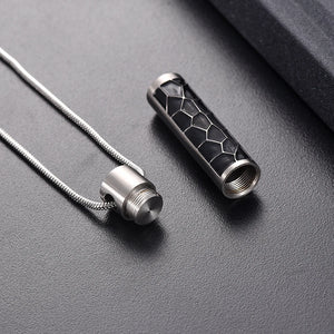 Large Cylinder Memorial Urn Necklace | Stainless Steel