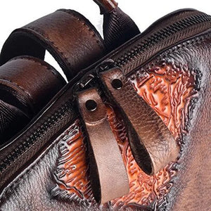 High Quality Women's Vintage Leather Back Pack With Embossing Design | Various Colours