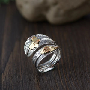 Pure 925 Sterling Silver Boho Styled Feather Ring | Adjustable