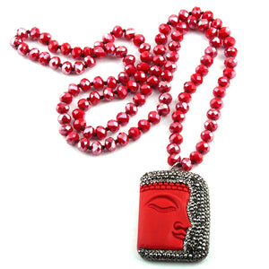 Hand Crafted Buddha Pendant Necklaces | Red | Various Sizes