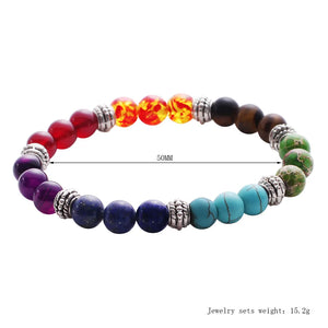 7 Chakra Mixed Stone Healing Lava Bead Bracelet | Hand Crafted