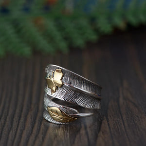 Pure 925 Sterling Silver Boho Styled Feather Ring | Adjustable