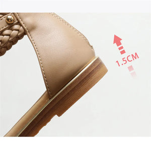 Women's Gladiator Sandals | Elegant Rivet Flat Shoes | Summer Casual Footwear | Brown, Black & Apricot | Sizes 36-42