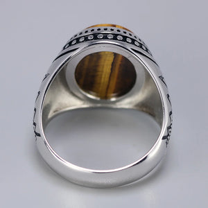 Bohemian 925 Silver Finger Ring With Genuine Tiger Eye Stone | Various Sizes