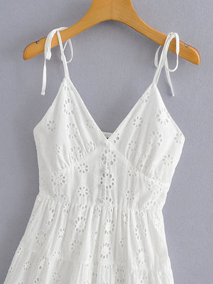 Cute Women's White Summer Bohemian Beach Dress | Sizes S-L