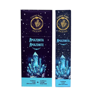 Hari Darshan Crystal Magic Amazonite Incense | 12 x 15g Packets | Jumbo Resin Sticks with Healing Amazonite Crystals