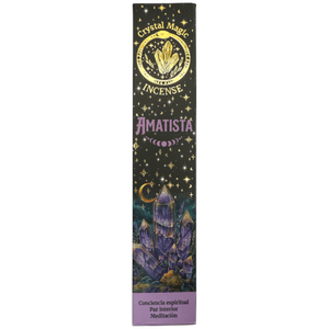 Hari Darshan Crystal Magic Amethyst Incense | 12 x 15g Packets | Jumbo Resin Sticks with Amethyst Crystals
