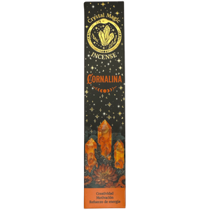 Hari Darshan Crystal Magic Carnelian Incense | 12 x 15g Packets | Jumbo Resin Sticks with Carnelian Crystals