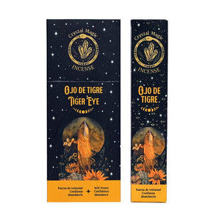 Hari Darshan Crystal Magic Tiger Eye Incense | 12 x 15g Packets | Jumbo Resin Sticks with Tiger Eye Crystals