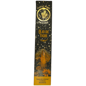 Hari Darshan Crystal Magic Tiger Eye Incense | 12 x 15g Packets | Jumbo Resin Sticks with Tiger Eye Crystals
