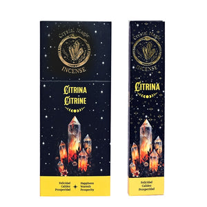 Hari Darshan Crystal Magic Citrine Incense | 12 x 15g Packets | Jumbo Resin Sticks with Citrine Crystals