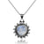 Bohemian 925 Silver Sun Pendant Necklace With Moonstone Center