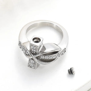 Cross Cremation Urn Finger Ring for Ashes | Stainless Steel