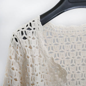 Women's Relaxed Cotton Loose Long Sleeve Cover Up | Beige Or White